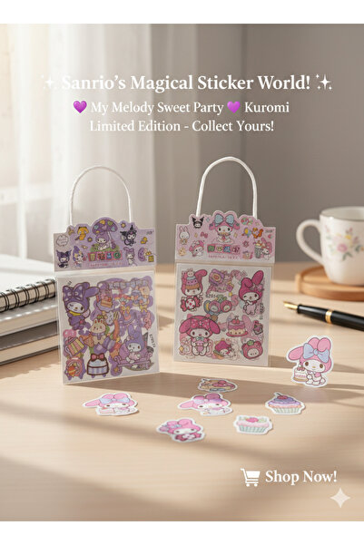 Butik Center Şeffaf Su Geçirmez Sanrio Sticker Seti My Melody Sweet Party & K...