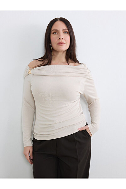 LC Waikiki RMZ GİYİM FARKİLY بلوزة واسعة الحجم بياقة روبا ورباط عند الخصر