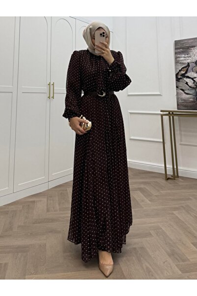 bezenstore PUANTİYELİ ORGANZE ŞİFON ELBİSE