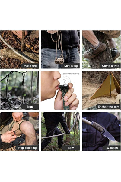 Nurcamp Paracord Survival 19 In 1 LED Işıklı Outdoor Bileklik |