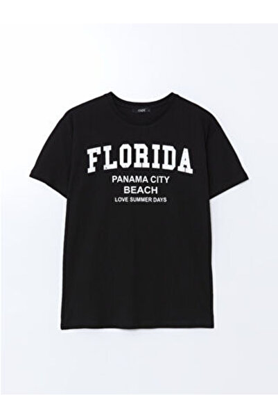 LC Waikiki تي شيرت نسائي من MODANOVA SEZON باللون الأسود برقبة دائرية طراز فل...