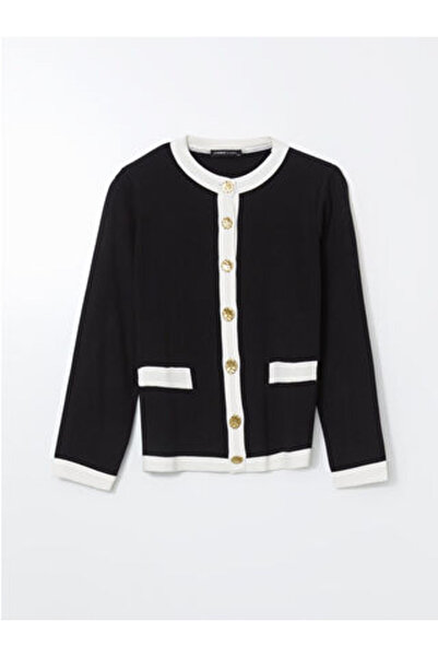LC Waikiki Black Crew Neck Women's Knitwear Cardigan
