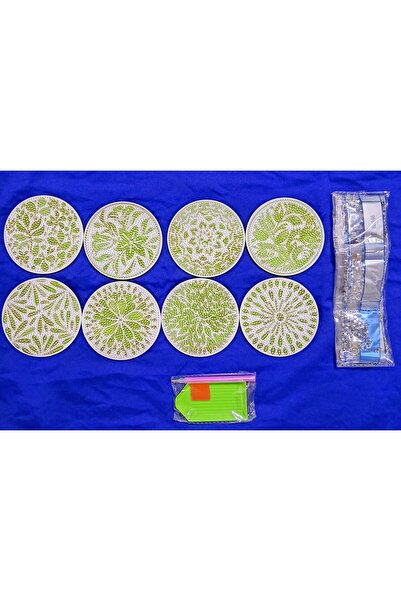 Element 5 d kendin yap yeşil standsız 8 li bardak altlığı elmas mozaik boyama...