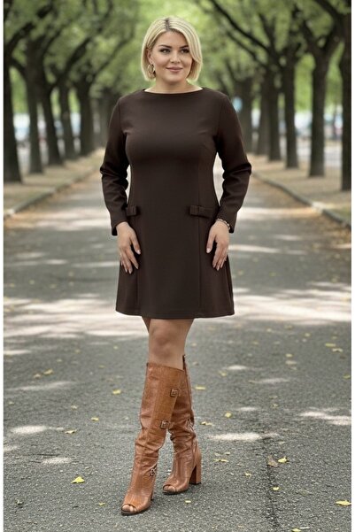 FOR ESRA BIG TREND Women's Plus Size Waist Length Double Bow Wide Collar Wove...