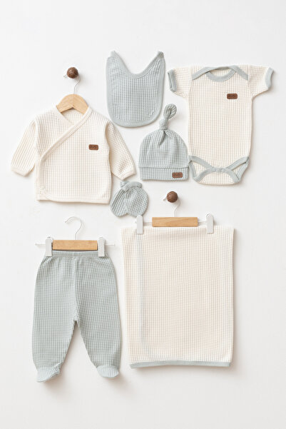 KUZENLER BEBE Baby 100% Cotton Newborn 7-Piece Hospital Discharge Bodysuit Set