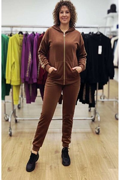 ihaoo Women's Velvet Leopard tracksuit