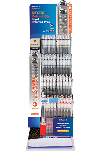 Writech W-927 LIQUID ROLLER 0,5MM KALEM (MAVİ-SİYAH-KIRMIZI) - 120'Lİ STAND