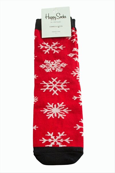 ZERO LAND Storozal Snowflake New Year Combed Cotton Socks (62824) - Red