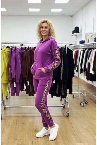 ihaoo Women's Velvet Leopard tracksuit