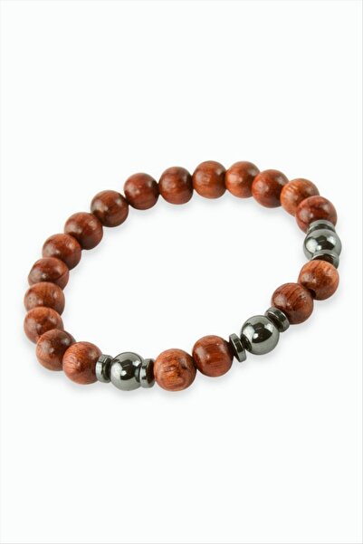 ZERO LAND سوار خشبي من الخيزران والهيماتيت من STOROZAL مقاس 8 مم (62444) - بني