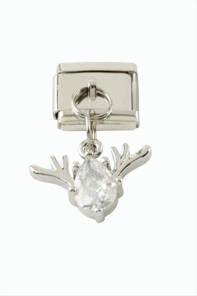 ZERO LAND قلادة ستوروزال جييك زيركون ستون سالاتي ستيل تشام - (62302) لون فضي