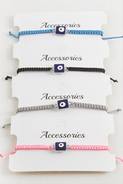 ZERO LAND Storozal Square Evil Eye Macrame Braided Bracelet (63551) - Cream