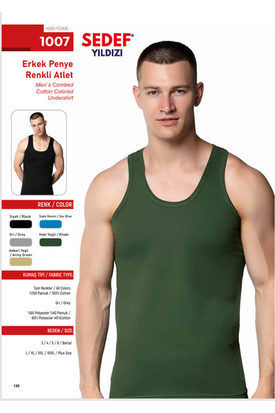 BENALİ (12 Pieces) 100% Cotton Men's Combed Cotton Undershirt
