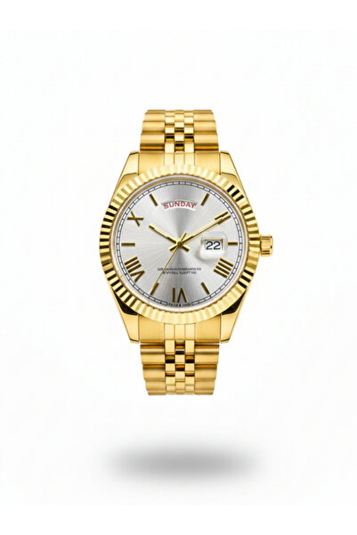 Leerybee Men's Steel Band Classic Wristwatch with Stone Bezel Day and Date Di...