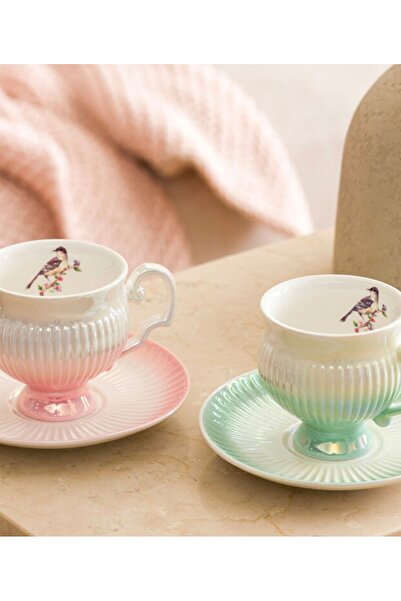 LC Waikiki LCW HOME 2 kişilik baskılı porselen kahve fincan takımı 90 ml