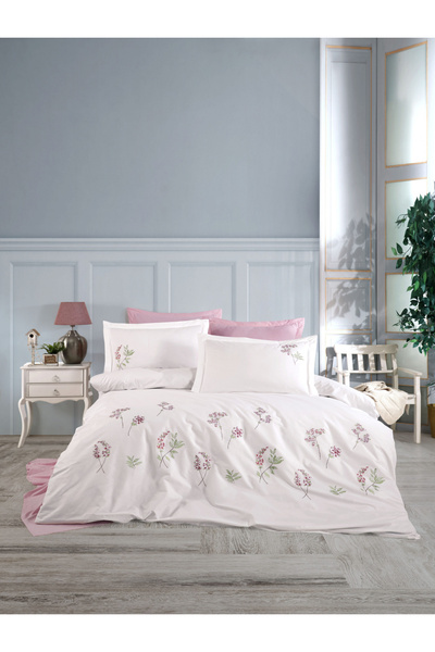 FIONNA.RO HOBBY Premium 100% Cotton Poplin Duvet Cover Set With Embroidery - ...