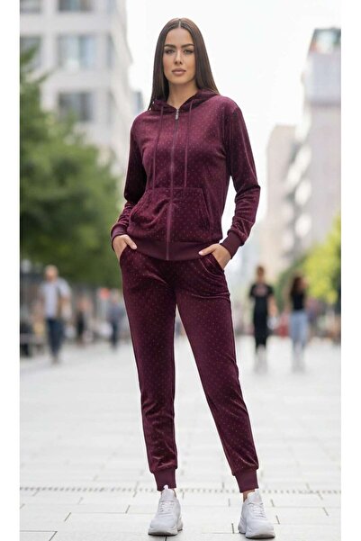 ihaoo Women's Velvet tracksuit with pebbles