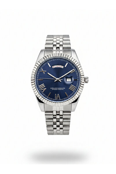 Leerybee Men's Steel Band Classic Wristwatch with Stone Bezel Day and Date Di...