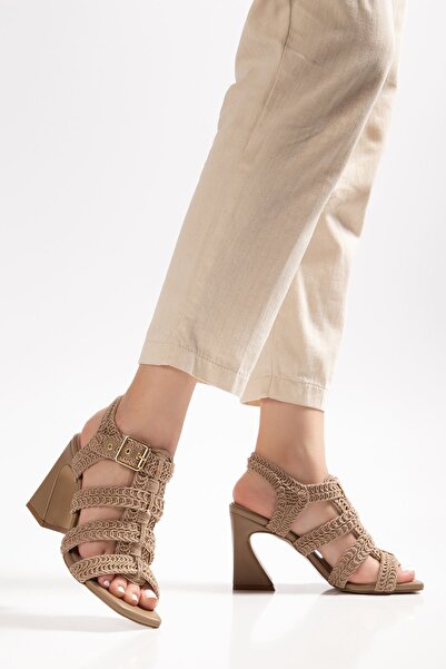 Hayalimdeki Ayakkabı Pantofi cu toc clasici, cu detalii împletite din piele d...