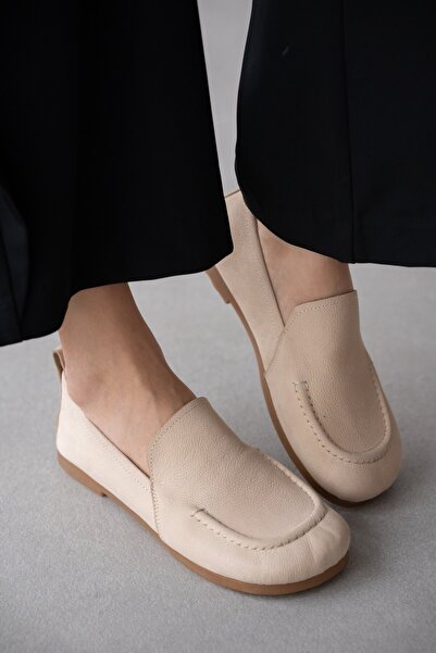 selin shoes Pantofi de damă Elvain din piele naturală cu vârf rotund - BEJ SUEDE