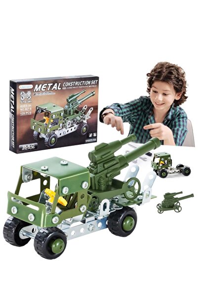 Natavanbutık Military Truck Stem Building Toy Set– Metal Army Vehicle Model A...