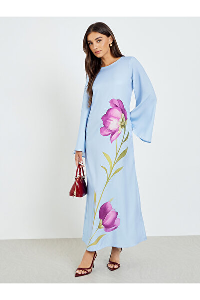 Styli Light Blue Floral Print Maxi Dress