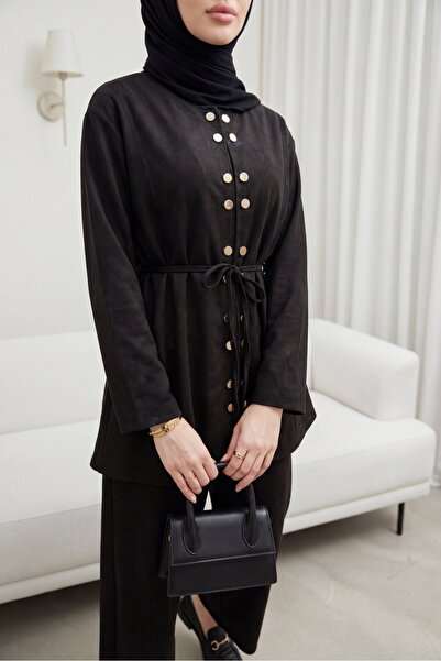 HİJABAYA Λεπτομερές σετ με στρογγυλή λαιμόκοψη και κουμπώματα, Μοντάλ σετ με ...