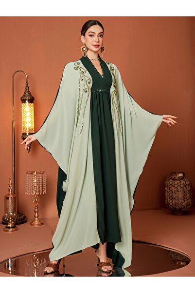 Take Two By Styli Women's Colorblocked Rhinestone Embellished Wide Sleeve Jal...