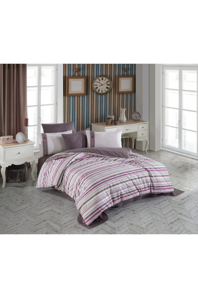 FIONNA.RO Ranforce 100% Cotton Duvet Cover Set - Purple