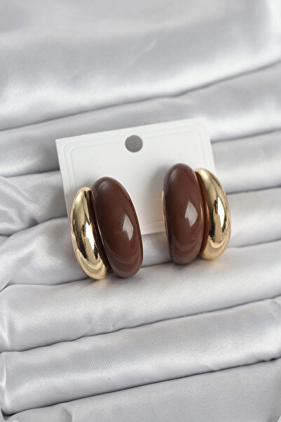 shopwave Damla Model Brown Vintage Gold Color Women's Earrings - Tj-Bkp11668
