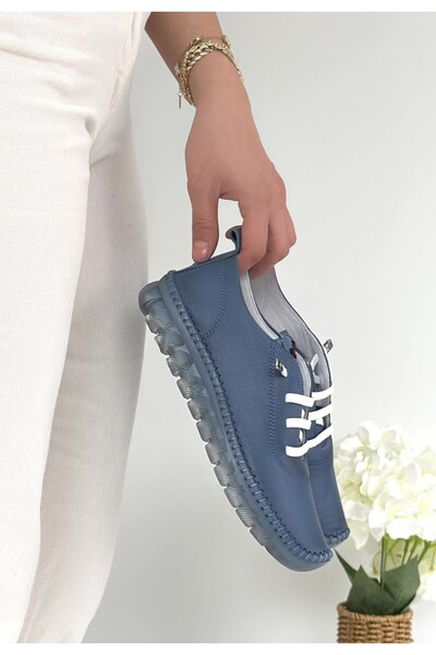 STUMBANNG Jiten Blue Leather Lace-Up Sports Shoes