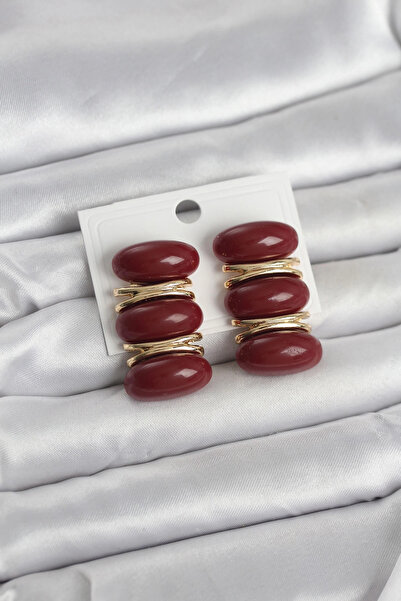 shopwave Burgundy Vintage Model Gold Color Women's Earrings