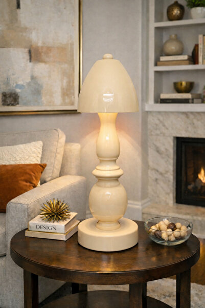 Natiorj Casi Pilli Krem Model Masa Lambası Cafe Salon Yatak Odası Şık Proje A...