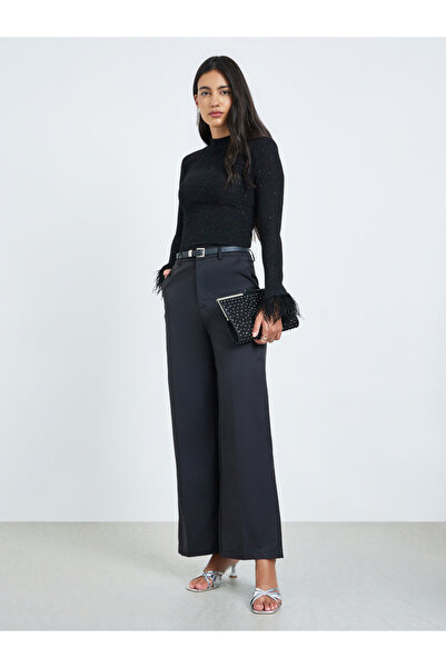 Styli Black Wide Leg Trousers