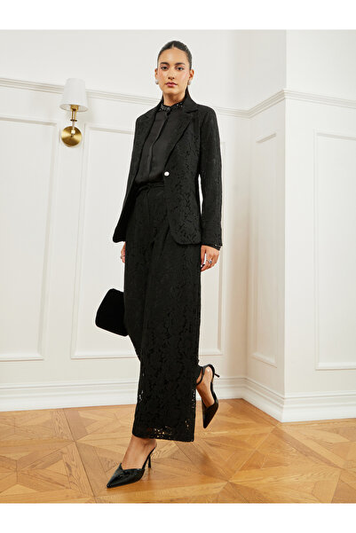 Styli Black Wide Leg All-Lace Pants