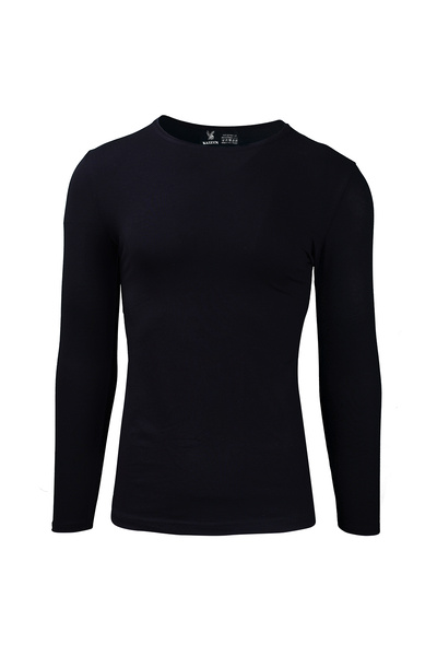 KAİZEN Unisex long-sleeved round-sleeved black blouse