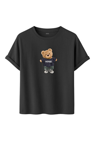 DK DAKSEL Tricou oversize unisex cu figurină urs - Tricou în stil streetwear,...