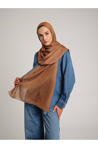 Ayshara Nazenin Plain Monogram Double-Sided Shawl - Tan Blue