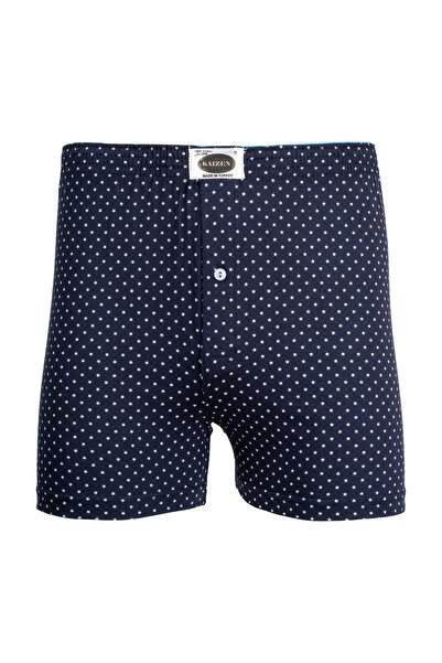 KAİZEN 3-pack men's navy blue boxer shorts with a star design, 100% Cotton