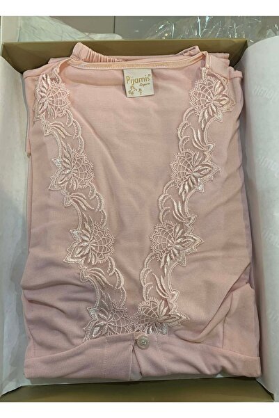 PİJAMİS طقم بيجامة نسائية مكون من 3 قطع بتفاصيل من الدانتيل، معبأ في صندوق