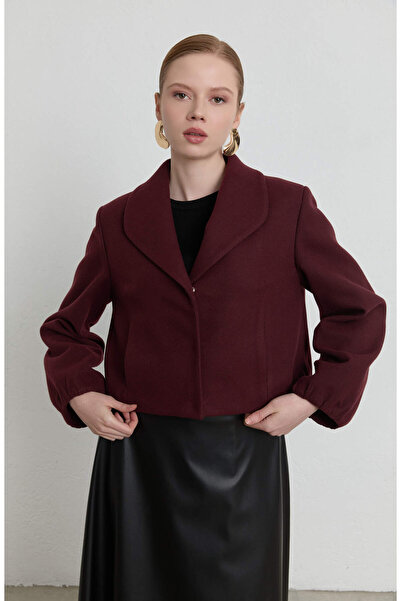 Fatma Atasoy Balon Vişne Kaşe Ceket