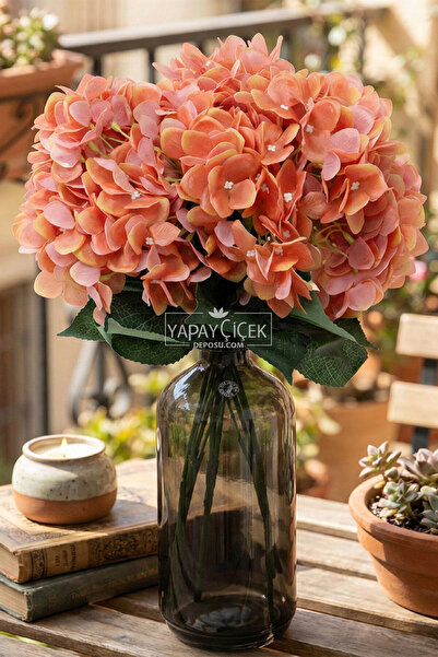 Yapay Çiçek Deposu Yapay Çiçek 5 Dal Islak Cornales Damarlı Ortanca Demeti 45...