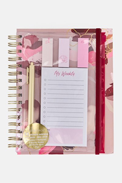 Lila Grace 12 Month Agenda With Sticky Notes And Pen
