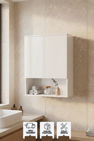 KAREN BANYO Tuna Çamaşır Makinesi Üst Dolabı, Çok amaçlı dolap, Kapaklı Banyo...