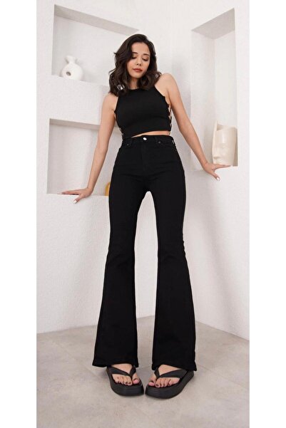 Pubi New Season High Waist Lycra Tightening Women's Spanish Flare Jeans