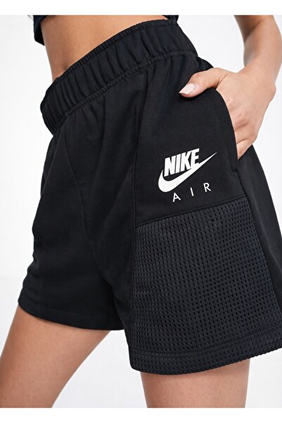 Nike Air High Rise Loose Fit Short Black Kadın Bol Kesim Yüksek Bel Pamuklu Ş...