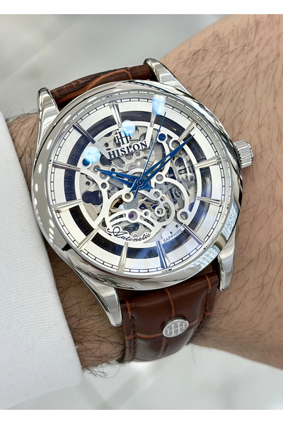 Hislon Orijinal Deri Kordon Su Geçirmez Otomatik Erkek Kol Saati ILKSD101S-16KS