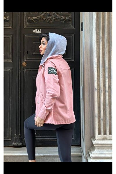 hat craft Kadın ceket gabardin kumaş,kapüşon lu,penye yelek li,cepli arma det...