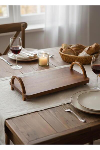 The Mia Natura Akasya Kulplu Tepsi 30x16x8 cm