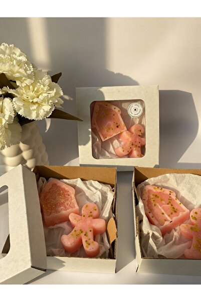 Laydora design El Yapımı Pembe Gold Simli Dekoratif Mum 2’li Set / Hediyelik